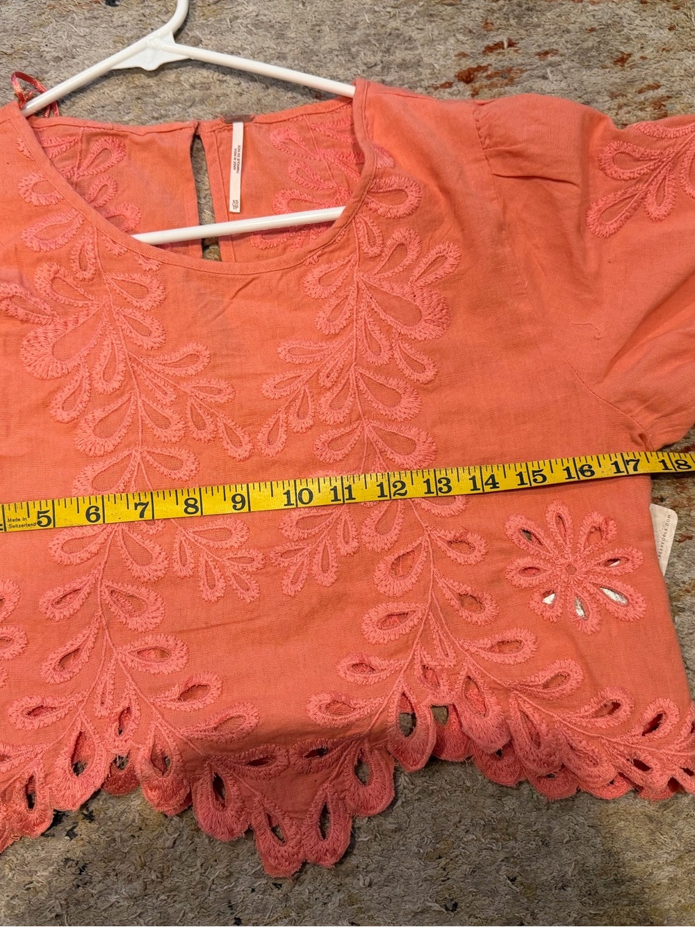Free People Coral Eyelet Cropped Top - Picture 3 of 10